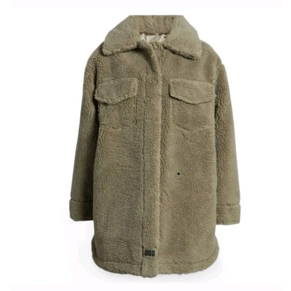 NEW UGG Frankie Shirt Jacket Coat Green Fleece Lined Pockets Size XL